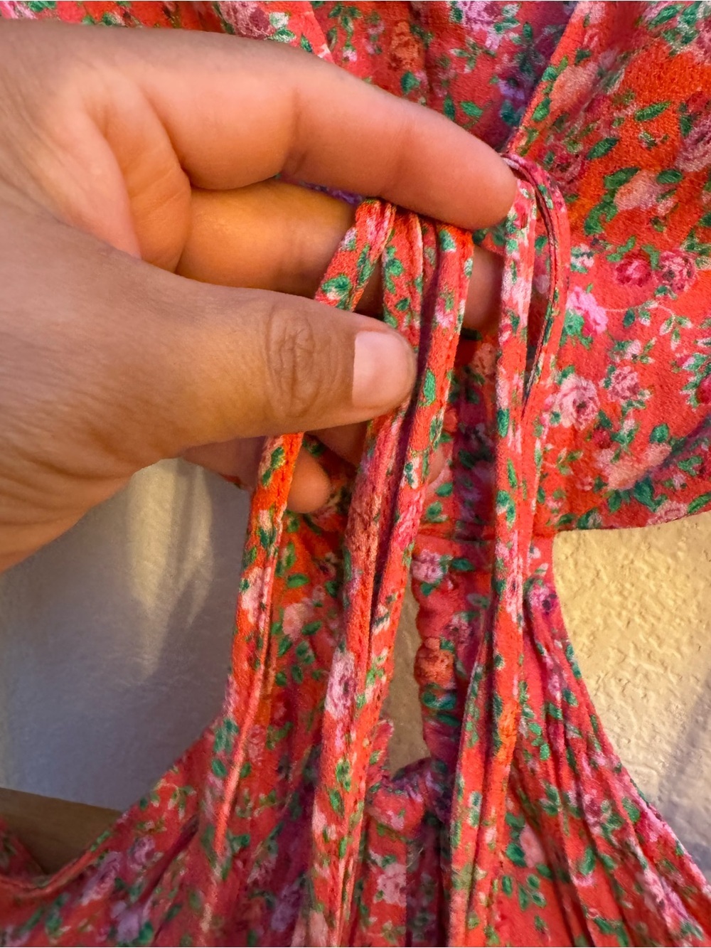 AFRM Savvy Coral Floral Cutout Maxi Dress with Slit Down the Middle - Picture 14 of 14